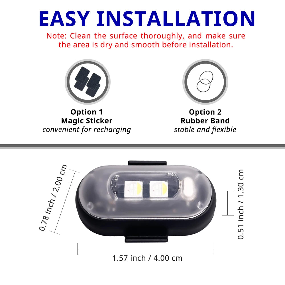 Remote Control Car Footwell Light, USB Rechargeable RGB LED Light