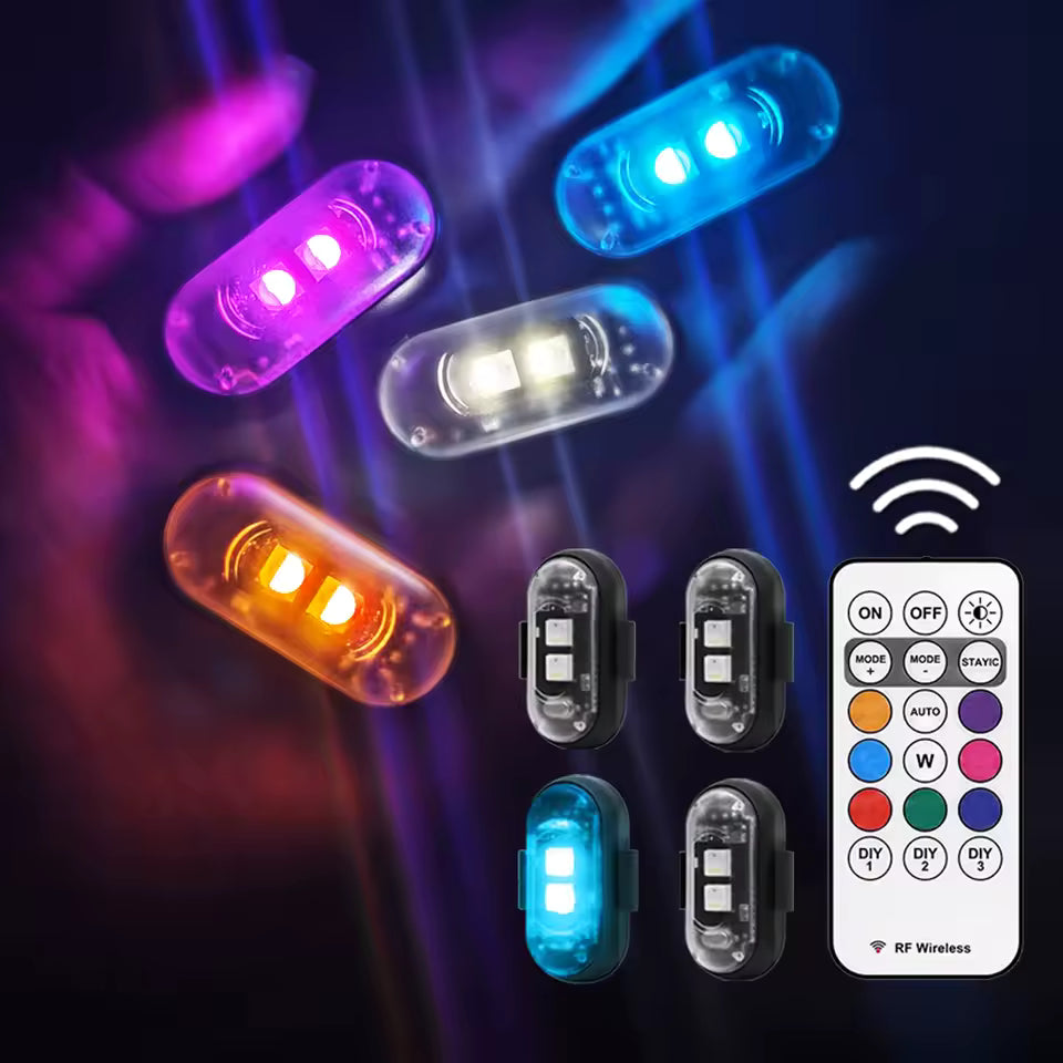 Remote Control Car Footwell Light, USB Rechargeable RGB LED Light